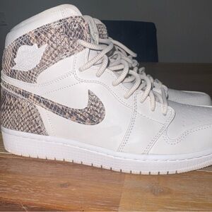 Nike Women's Snakeskin High-Top Sneakers - Cream and Brown
